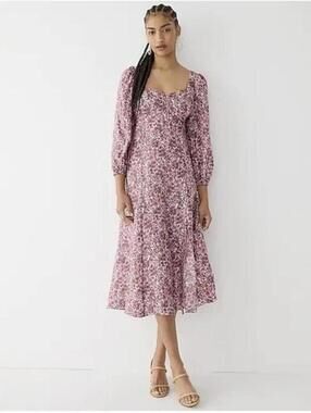 J.Crew Sweetheart A-line Midi Dress in Fete Floral Size 8 feminine bohemian